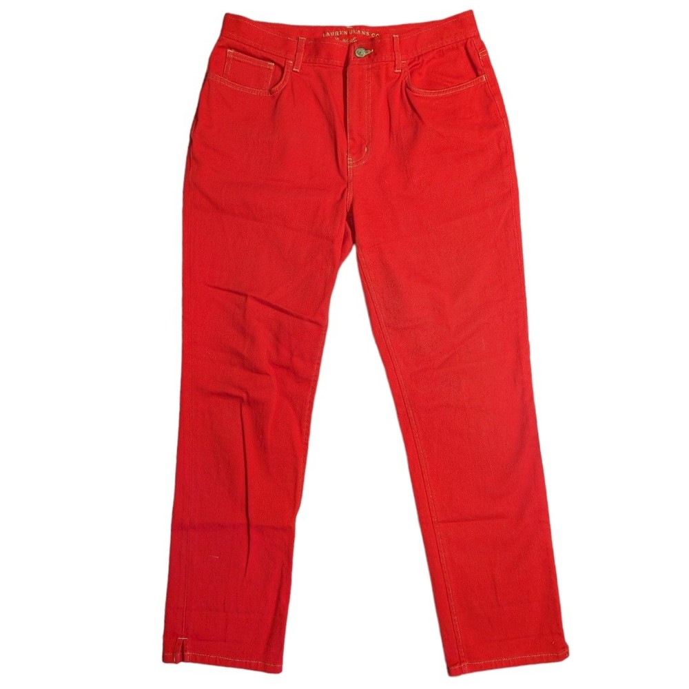 Lauren Jeans Co Ralph Lauren Womens Straight High Rise Denim Jeans Red Size 8